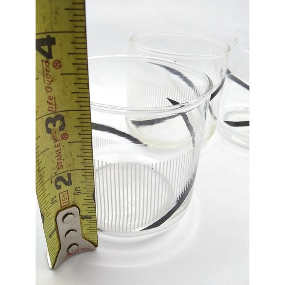Mika's midnight? G. Braids Black/White Lowball Glasses Retro MCM Bar Ware Set/4. - Picture 5 of 12